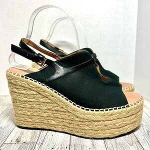 Linea Paolo black wedge sandals size 9.5